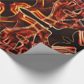 Leftover neon rood tot koraalband overlapte cadeaupapier (Hoek)
