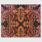 Leftover neon rood tot koraalband overlapte cadeaupapier (Vlak)