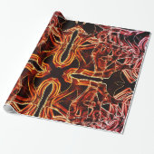 Leftover neon rood tot koraalband overlapte cadeaupapier (Uitgerold)