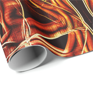 Leftover neon rood tot koraalband overlapte cadeaupapier
