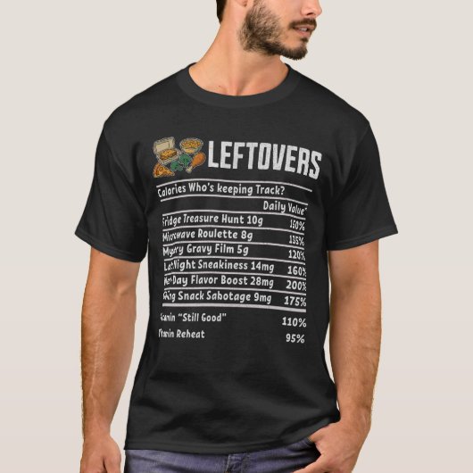 Leftovers Thanksgiving Recipe Nutrition Facts T-shirt (Voorkant)