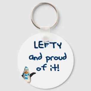 Lefty en Proud. Met pinguïn in blauw en zwart Sleutelhanger