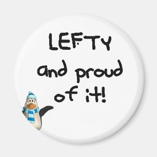 Lefty en Proud. Met pinguïn, zwart schrijven Magneet