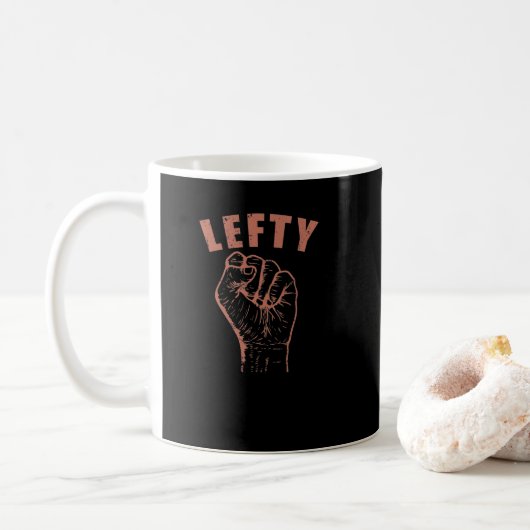 Lefty schreiben Linkshänder Probleme Koffiemok (Met donut)