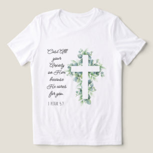 Leg al je zorgen bij Hem neer Eucalyptus Kruis Tri-Blend Shirt