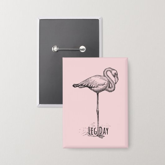 Leg Day Elegant Flamingo Fun Fitness Button (Voorkant / Achterkant)
