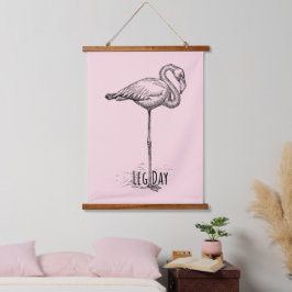 Leg Day Elegant Flamingo Fun Fitness Hangend Wandkleed