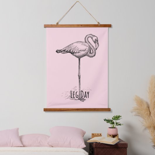 Leg Day Elegant Flamingo Fun Fitness Hangend Wandkleed (Slaapkamer)