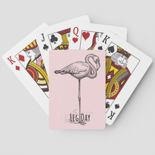 Leg Day Elegant Flamingo Fun Fitness Pokerkaarten (Achterkant)