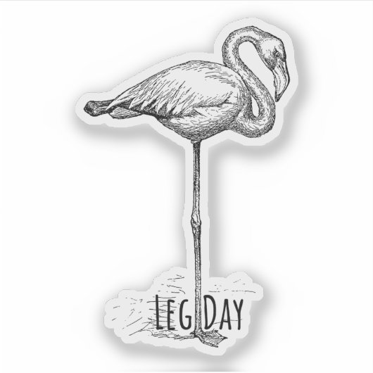 Leg Day Elegant Flamingo Fun Fitness Sticker (Voorkant)
