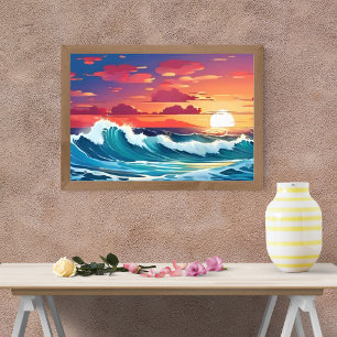 Leg de adembenemende schoonheid van een vurige zon foto afdruk