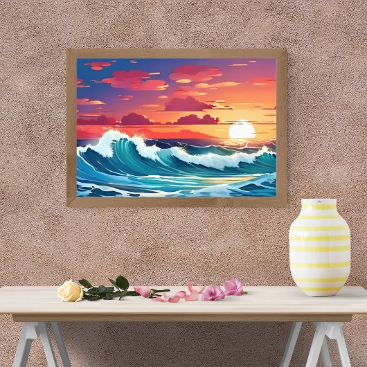 Leg de adembenemende schoonheid van een vurige zon foto afdruk