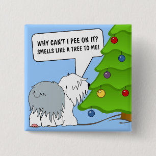 Leg de betekenis van Kerstmis nu uit aan je hond! Vierkante Button 5,1 Cm