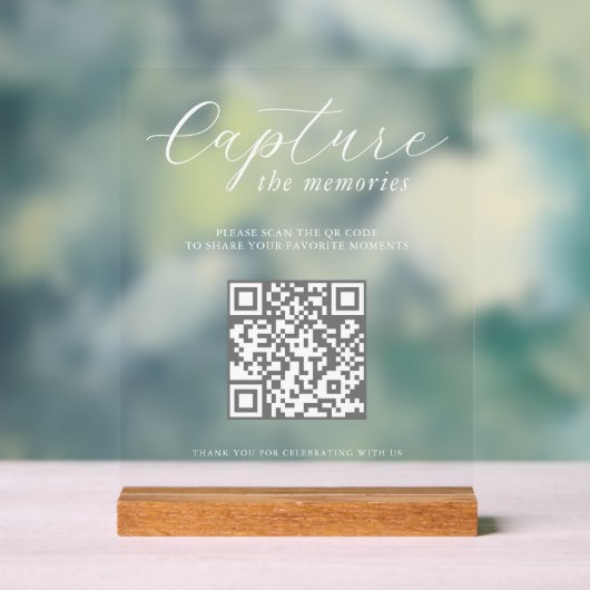 Leg de Herinneringen Vast Trouwfoto QR-code Acryl Bord (Neutraal)