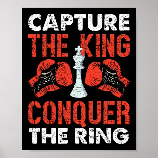 Leg de koning vast en verover het ring-schaakbokse poster (Voorkant)