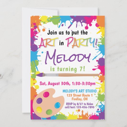 Leg de kunst in feestkleurige verf kaart (Voorkant)