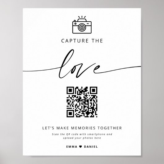 Leg de liefde bruiloft foto QR code teken Poster (Voorkant)