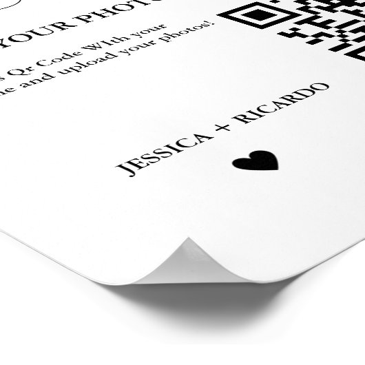 Leg de Liefde Bruiloft QR Code Kaart Fotobord vast Poster (Hoek)