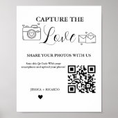 Leg de Liefde Bruiloft QR Code Kaart Fotobord vast Poster (Voorkant)