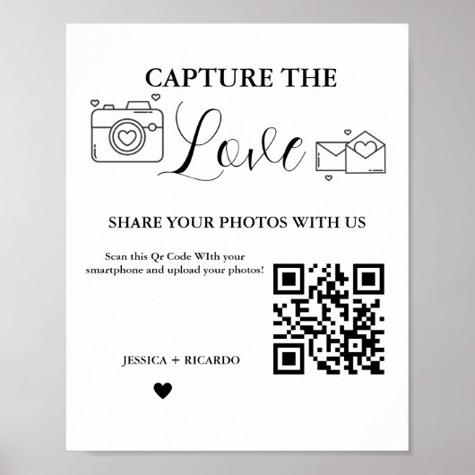 Leg de Liefde Bruiloft QR Code Kaart Fotobord vast Poster (Voorkant)