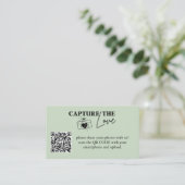 Leg de liefde bruiloft QR code Sage Green vast Informatiekaartje (Staand voorkant)