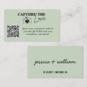 Leg de liefde bruiloft QR code Sage Green vast Informatiekaartje (Voorkant / Achterkant)