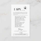 Leg de liefde foto ik spion bruiloft spel scavenge informatiekaartje (Achterkant)
