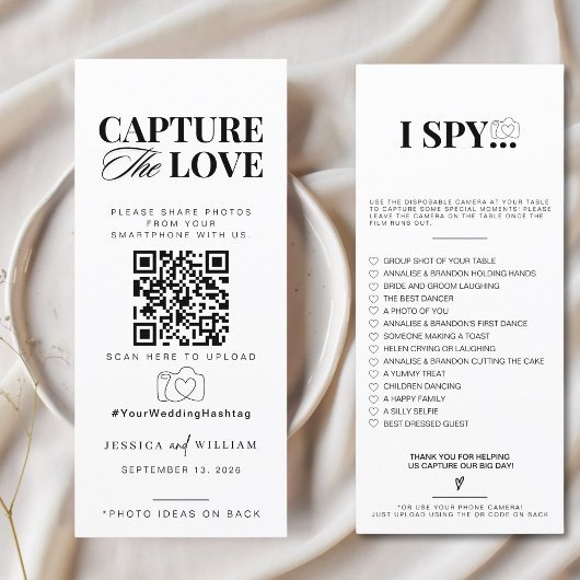 Leg de liefde foto ik spion bruiloft spel scavenge menu