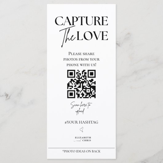 Leg de liefde foto ik spion bruiloft spel scavenge menu (Voorkant)