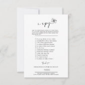 Leg de Liefde Foto Ik Spion Wedding Game Menu (Achterkant)