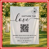 Leg de liefde foto QR code bruiloft achtergrond Wandkleed