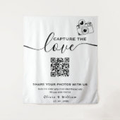 Leg de Liefde Foto QR Code Trouw Achtergrond Wandkleed (Voorkant)