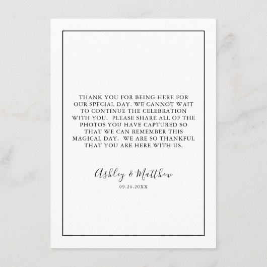 Leg de liefde gast bruiloft foto QR-code vast Informatiekaartje (Achterkant)