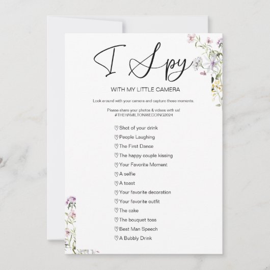 Leg de liefde ik spion bruiloft spel vast kaart (Voorkant)