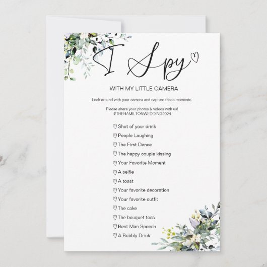 Leg de liefde ik spion bruiloft spel vast kaart (Voorkant)