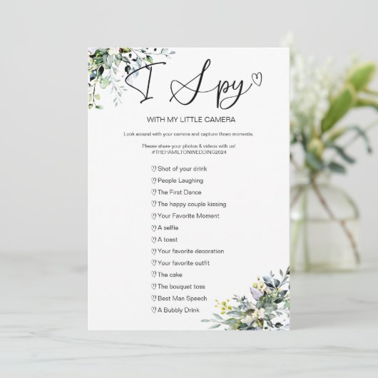 Leg de liefde ik spion bruiloft spel vast kaart (Staand voorkant)