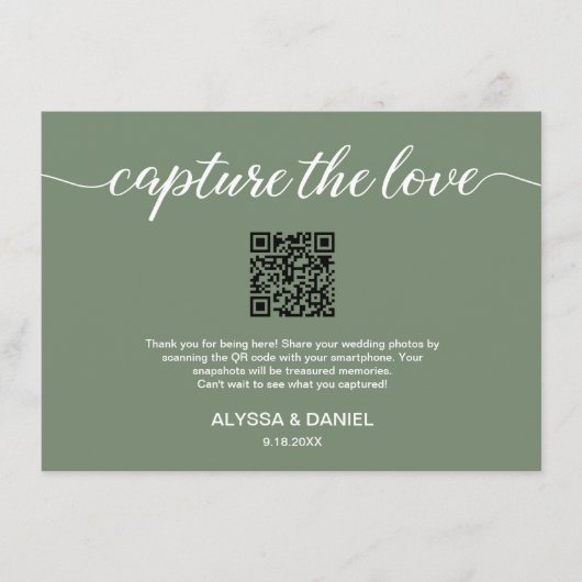Leg de Liefde QR code bruiloft foto delen Informatiekaartje (Voorkant)