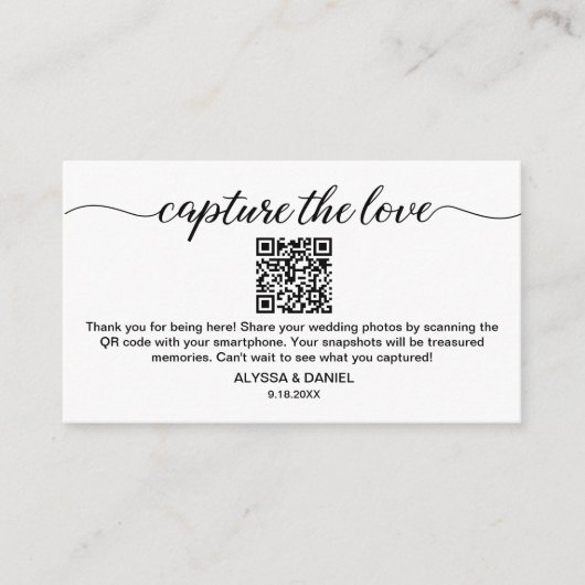 Leg de liefde QR code bruiloft foto delen Informatiekaartje (Voorkant)