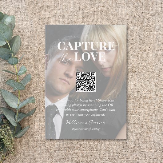Leg de liefde QR code bruiloft foto delen vast Informatiekaartje