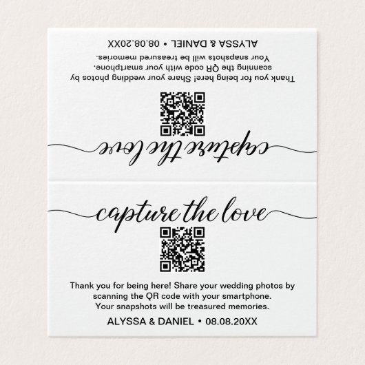 Leg de liefde QR code bruiloft foto delen vast Kaart (Buitenkant ongevouwen)