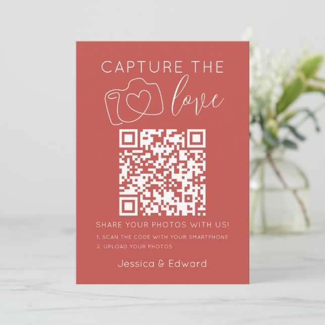 Leg de Liefde QR Code Diep Kastanje Chic Modern va (Staand voorkant)