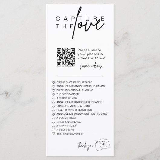 Leg de liefde QR CODE Foto delen gast Kaart (Voorkant)