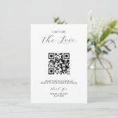 Leg de liefde QR Code minimalistische trouwfoto va Informatiekaartje (Staand voorkant)