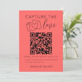 Leg de liefde QR code pastel rood moderne bruiloft