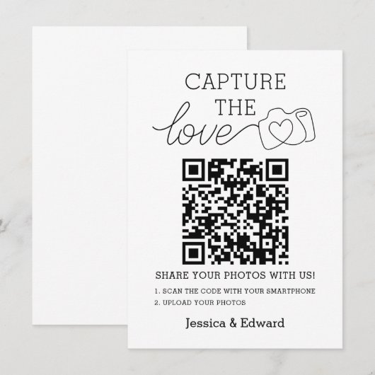 Leg de liefde QR code zwart chique moderne bruilof (Voorkant / Achterkant)