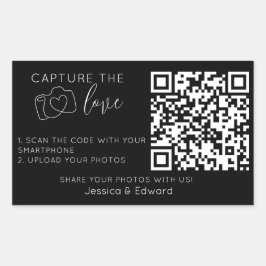 Leg de liefde QR code zwart chique moderne bruilof Rechthoekige Sticker