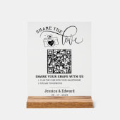 Leg de liefde QR-code zwart wit chique bruiloft va Acryl Bord (Voorkant)