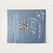Leg de liefde vast Dusty Blue QR bruiloft achtergr Wandkleed (Voorkant (horizontaal))