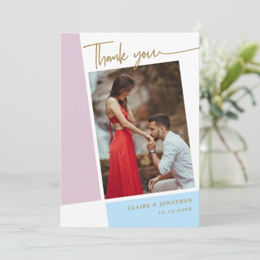 Leg de liefde vast: Eigen edelfoto bruiloft Bedankkaart (Staand voorkant)