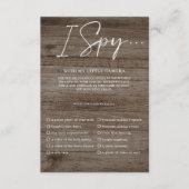 Leg de Liefde Vast Foto I Spy Bruiloft Spel Menu (Voorkant)